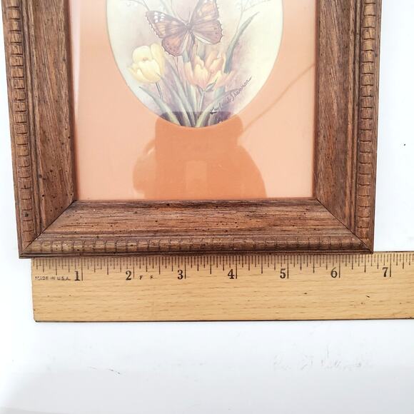 Vtg Kay Lamb Shannon Wood Framed Butterfly Print Entomology Art 9" x 7" - Picture 6 of 11